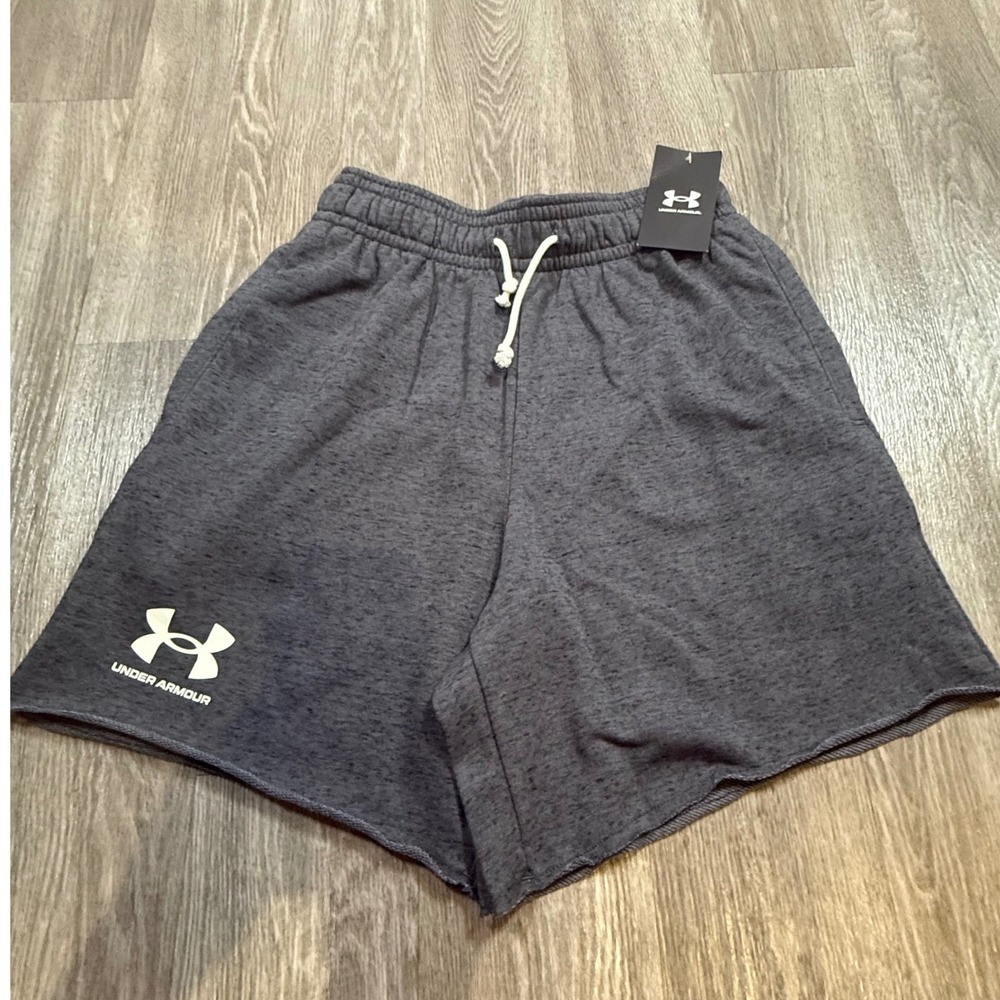 Under Armour Mens Rival Terry 6in Short Gray S‎ P CH Sweat Shorts Elastic Waist